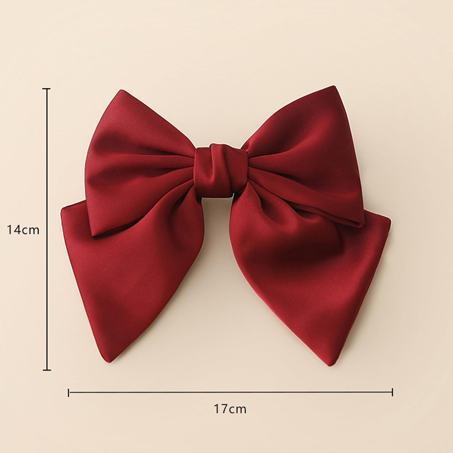 2Pcs Hair Bows for Women, Bow Hair Clips for Girls,Silky Satin Hair Bows Hair Ribbon Cute Hair Accessories, Black+Wine Red. image number 1