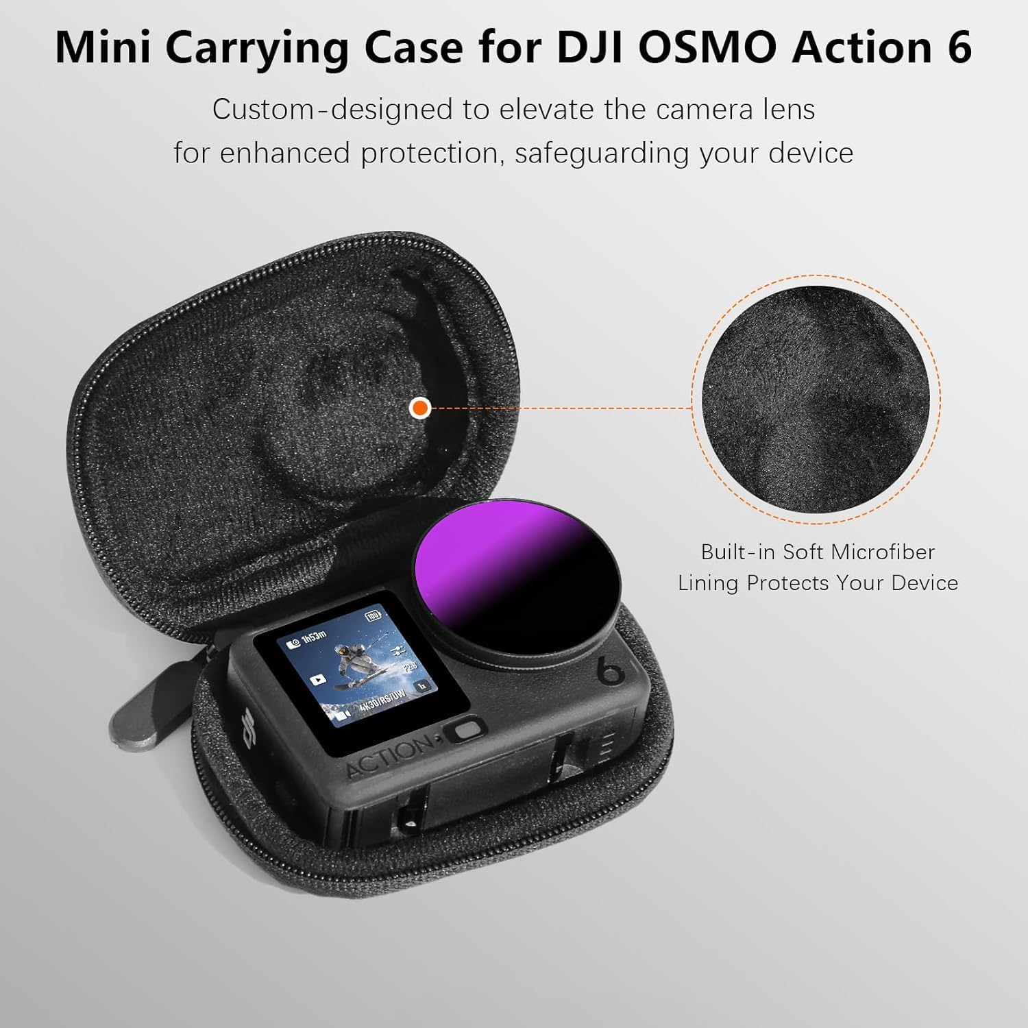 Mini Bag Compatible with DJI Osmo Action 6 - Accessories Kit, Silicone Protective Case, Tempered Glass Screen Film, Mini Tripod