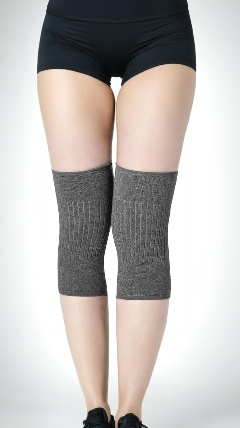 Honwor Cashmere Knee Warmer Sleeve for Arthritis Pain Relief & Warmth - Cozy, Stretchy, One-Size-Fits-All Night Support for Elders - Grey image number 5