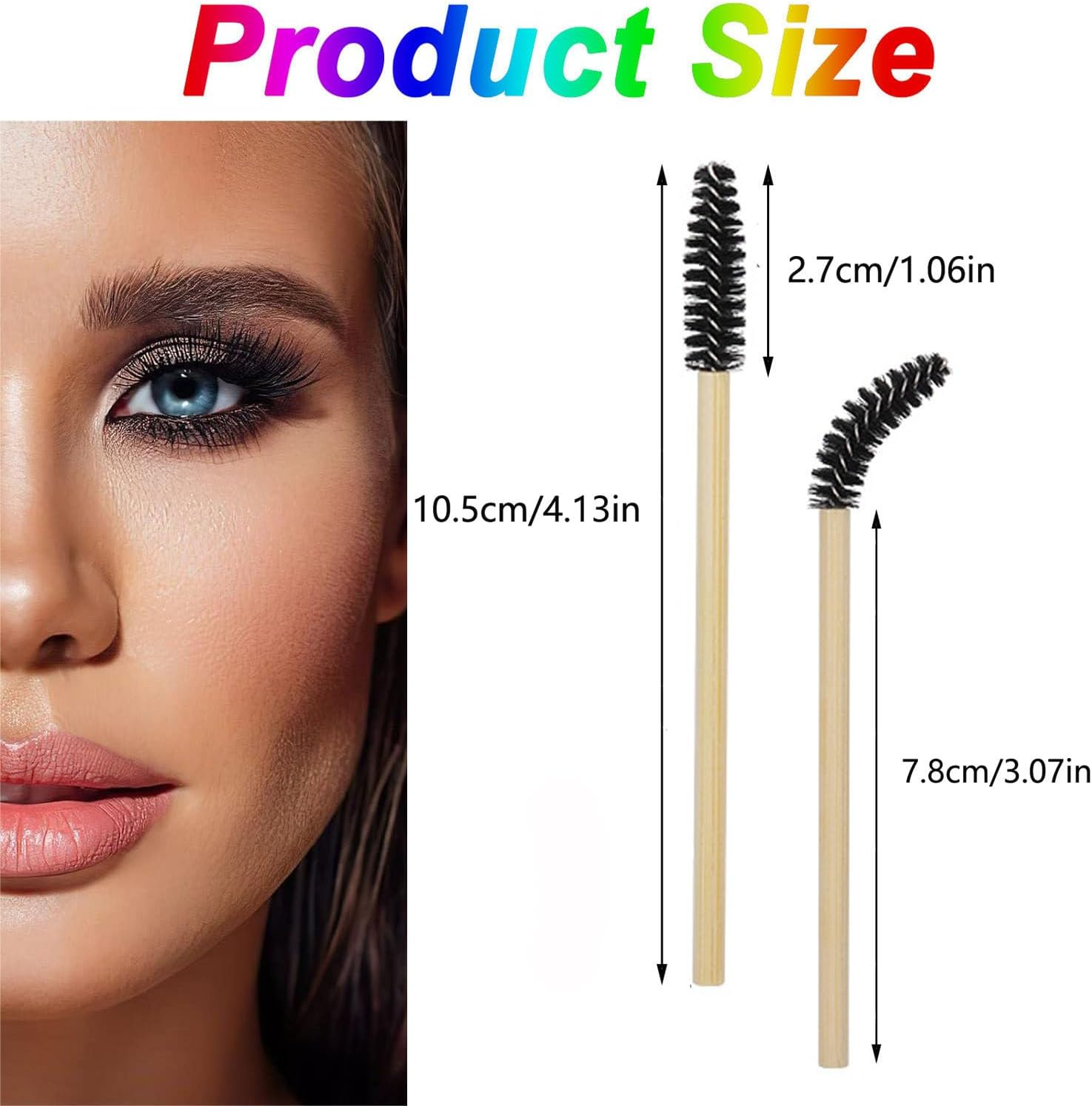 Mtxorvix 100 PCS Mascara Wands Eyelash Brushes, Lash Spoolies, Bamboo Eyelash Spoolies, Eyebrow Brush Applicator Cosmetic Makeup Brush Tool Kits for Eyelash Extension and Makeup(Black) image number 2