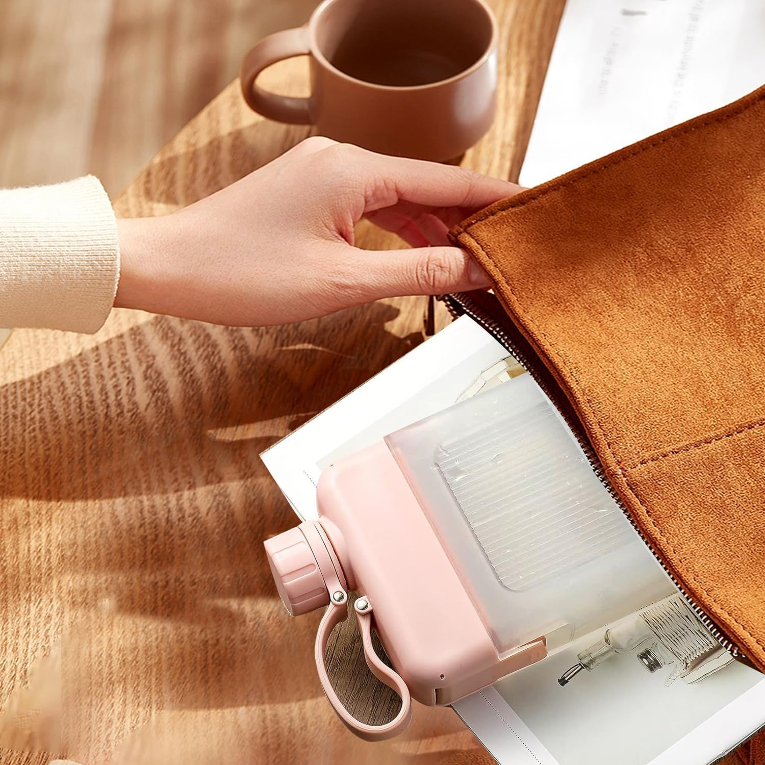 Hysagtek 3-Pack 15Oz Leak-Proof Flat Square Water Bottles - Stylish & Portable for Sports, Fitness, Camping, Hiking, Cycling (White, Pink, Green)