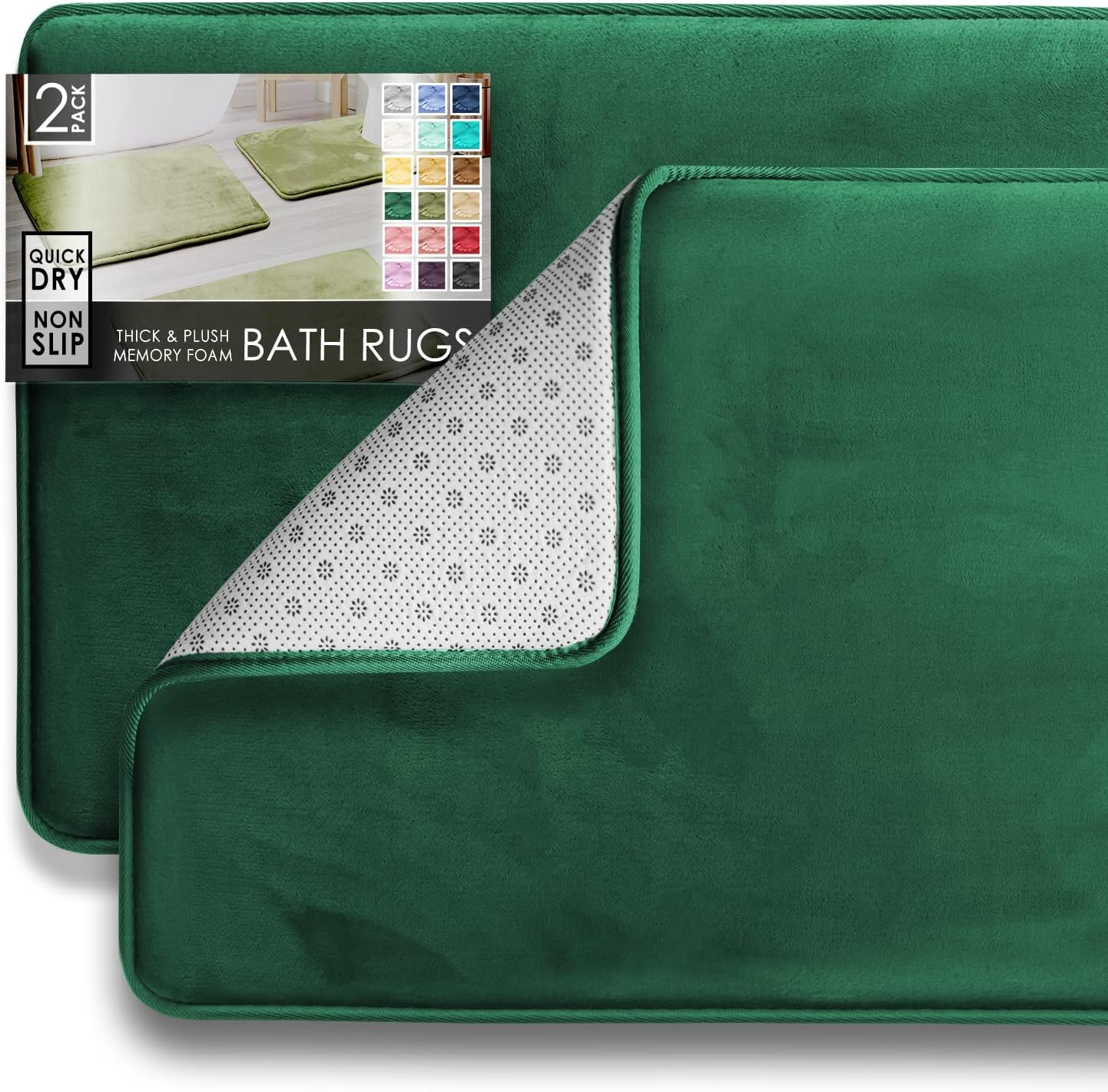 Clara Clark 3 Piece Bathroom Rugs Bath Mat Set, Velvet Memory Foam Bath Mats for Bathroom - Non-Slip, PVC Backing Bath Rugs, Washable - Dries Quickly, Lavender