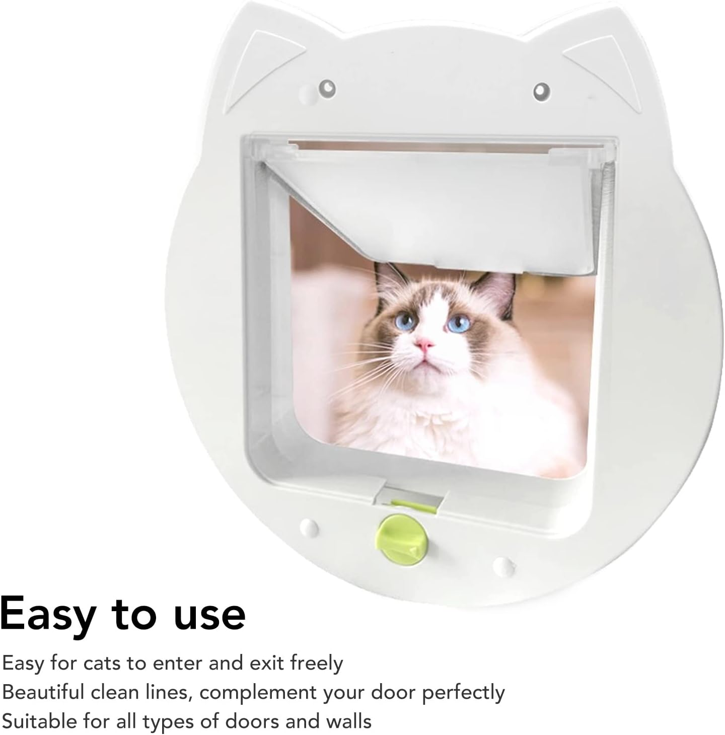 Cat Door, 2 Way Lockable Cat Flap Door for Interior Exterior Door Noiseless Weatherproof Pet Doors for Cats Kittens Doggies for Window Wall, Fast Installation (Type 1) image number 2