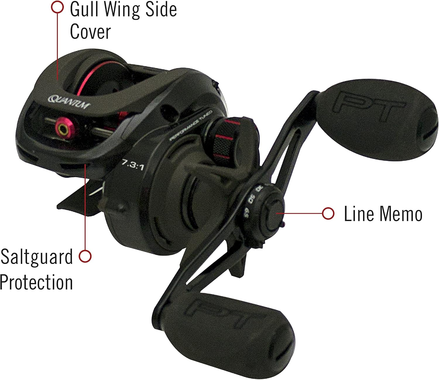 Quantum Smoke Baitcast Fishing Reel, Size 100 Reel, Large EVA Handle Knobs and Continuous Anti-Reverse Clutch, 10+1 Bearings, Black image number 1