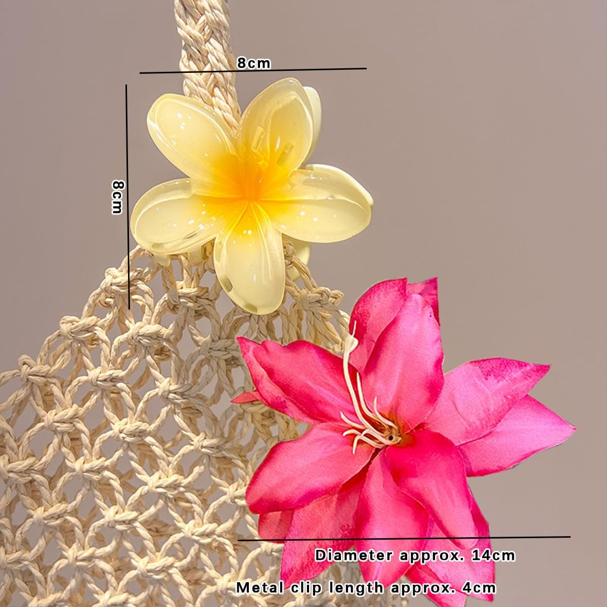 Onlvmyur Set of 8 Flower Hair Clips Plastic 8 Cm Flower Clips Hair and 2 Simulated Flower Hair Clips Set for Girls Women image number 6