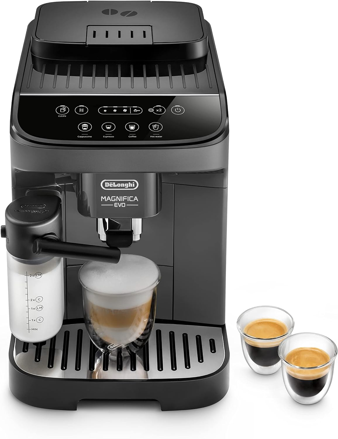 De'Longhi Magnifica Evo ECAM292.52.GB Superautomatic Coffee Maker with Milk Frother, Lattecreme System, Bean to Cup Coffee Machine and Cappuccino, 1450W, 4 Recipes, Black