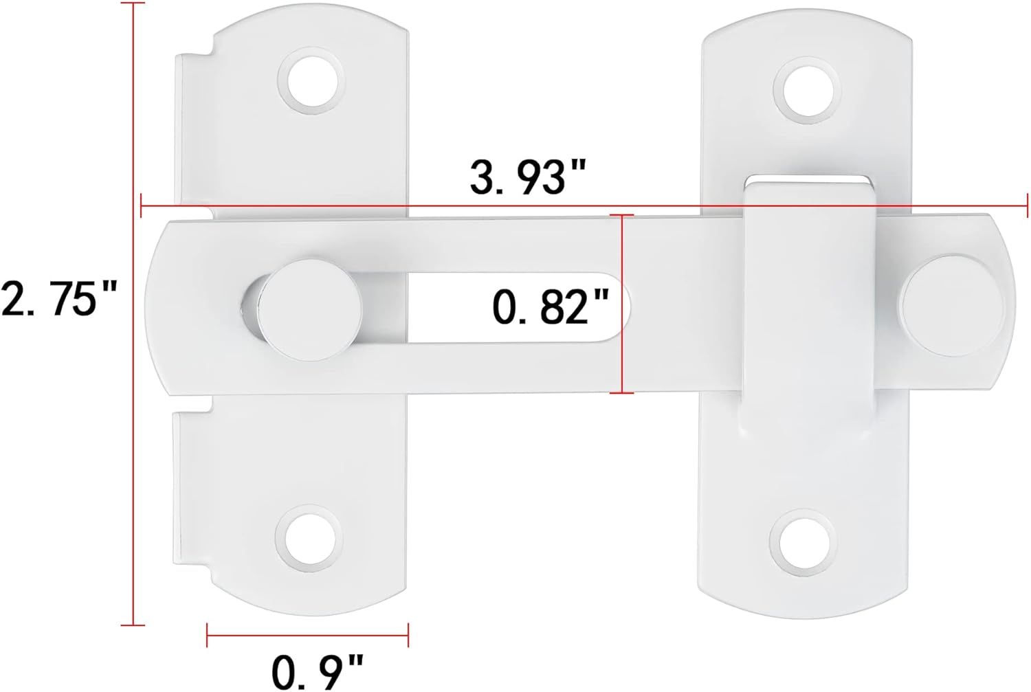 INIRET 4 Packs White Barn Door Latch, 3.93" X 2.75" Stainless Steel Gate Flip Lock, Bi-Fold Sliding Antique Lock for Wine Cabinet Closet, White Finish