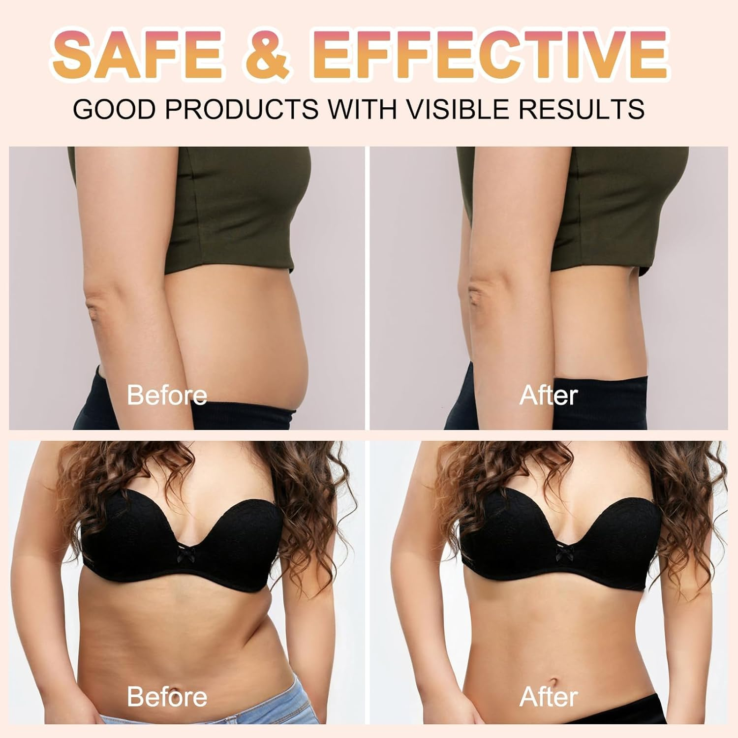 B Flat Belly Firming Cream, Stretch Mark Tightening Skin Body Lotion for Stomach Thighs & Butt, Anti-Cellulite Body Moisturiser Cream for Women image number 3