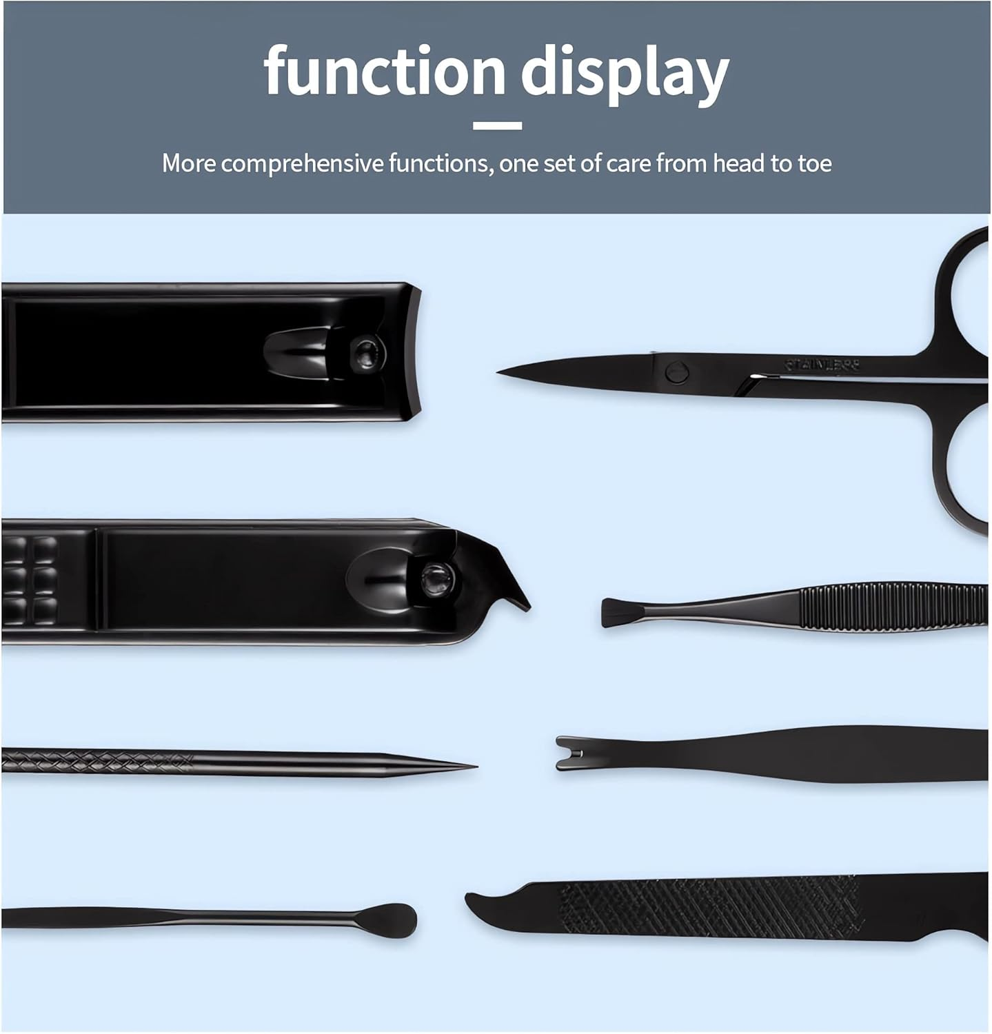 Small Travel Manicure Set for Men and Women, Nail Set, Perfect for Foot and Fingernails, Professional Nail Care Set in Vegan Fabric Case, Perfect for Men and Women, Grey image number 1