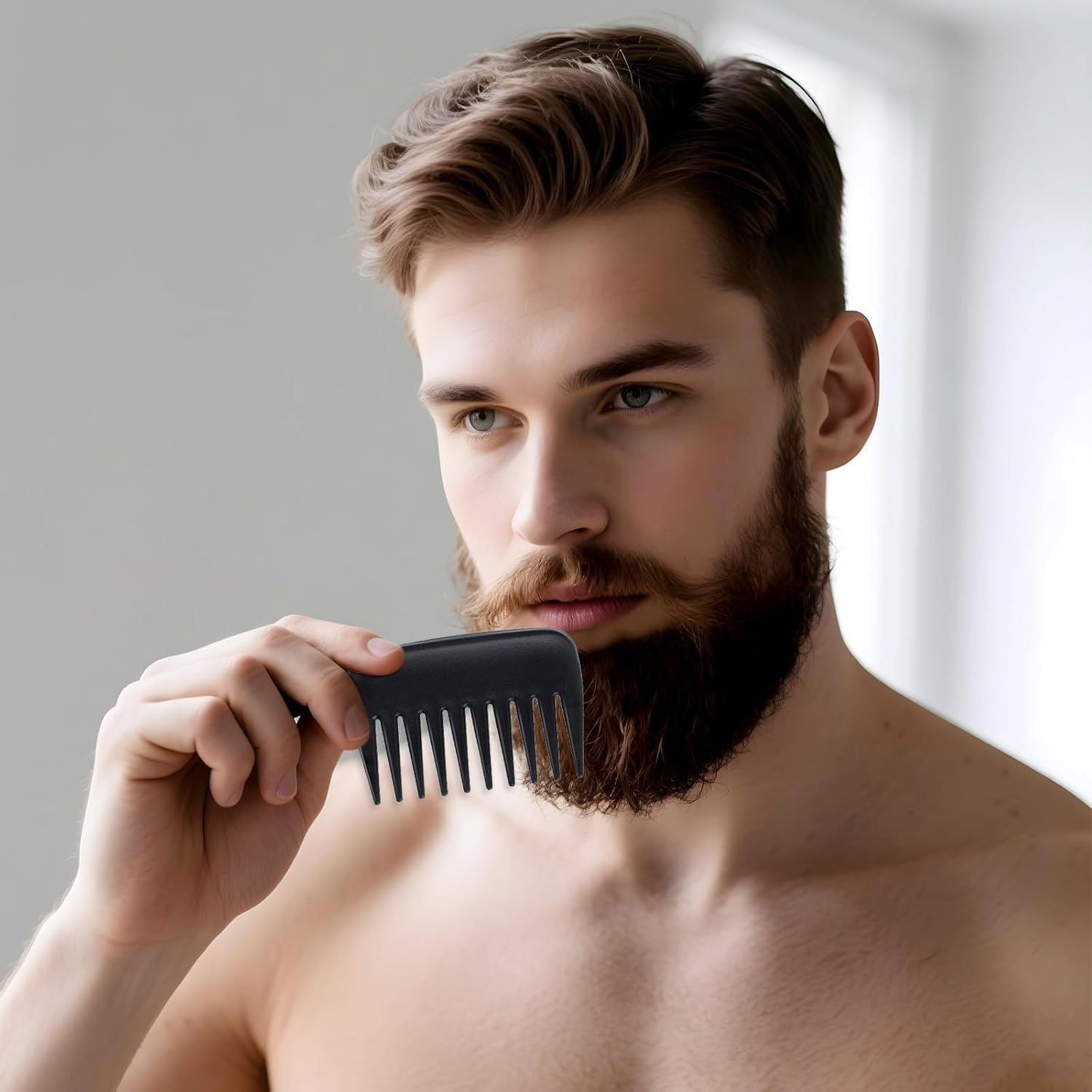 2 Pcs Wide Tooth Comb, Pocket Small Travel Mini Curly Hair Wallet Shower Styling Comb Suitable for Women and Men Straight, Curly, Wet and Dry Hair for Travel and Home Use, Black image number 1