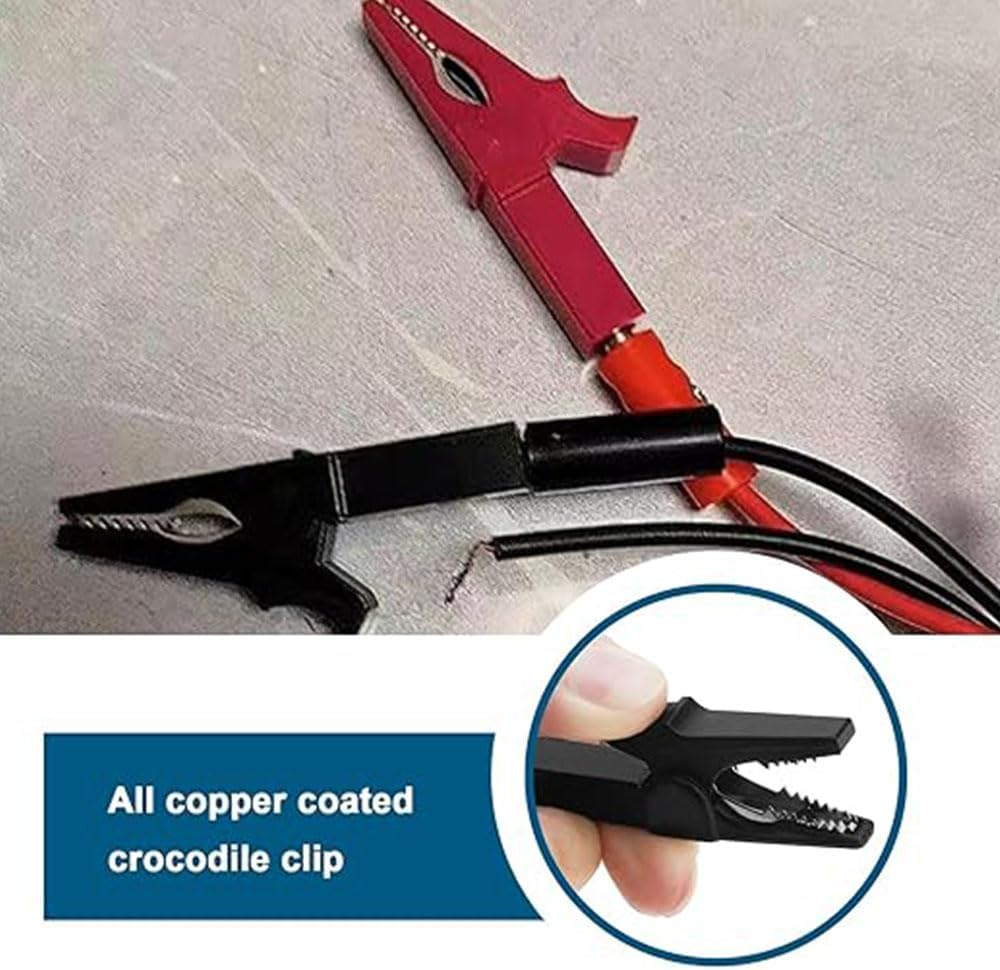 5 Colors Alligator Clips Test Clamp Full Shroud Insulatedwith 4Mm Banana Plugs Automotive Car Battery Alligator Clips Electrical Test Clips for Multimeter Test Leads, Pure Copper and PVC Material