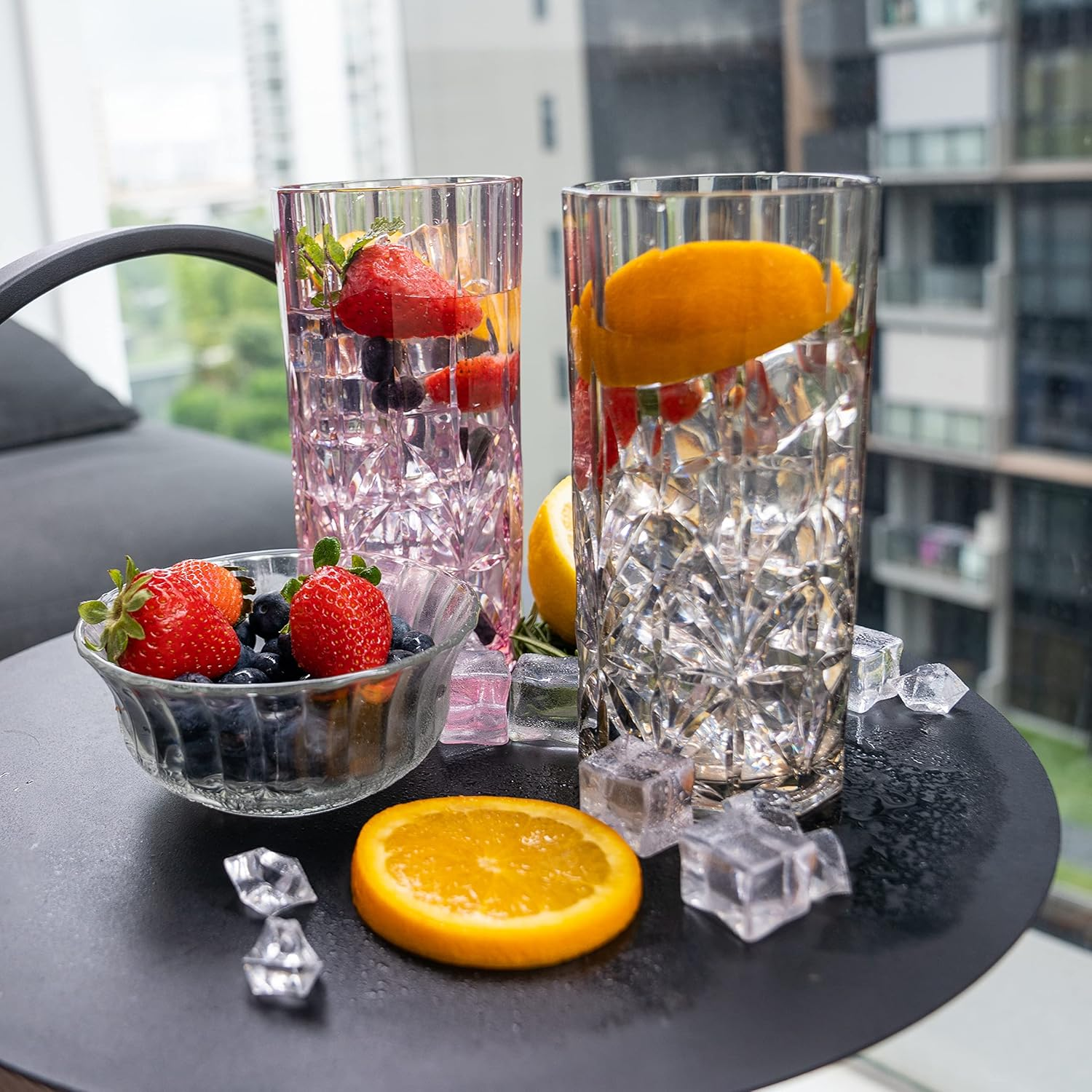 BELLAFORTE Shatterproof Tritan Tall Tumbler, Set of 4, 18Oz - Myrtle Beach Drinking Glasses - Unbreakable Plastic Drinking Glasses for Gifting, Parties, New Year - BPA Free - Dishwasher Safe - Pink image number 1