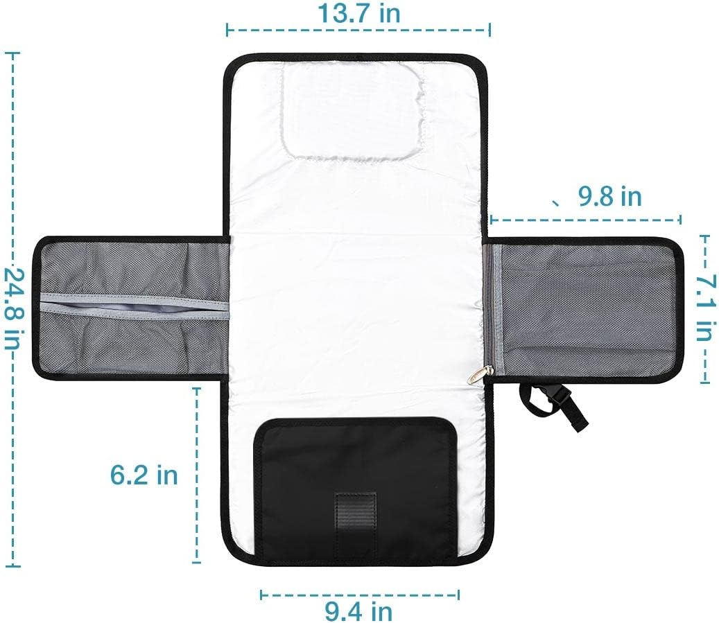 Lekebobor Portable Changing Pad for Baby, Baby Changing Pad for Diaper Bag or Changing Table. One-Hand Diaper Change Pad.Baby Shower Gifts, Newborn Baby Essentials, Unisex Baby Stuff,Quilted Black image number 2