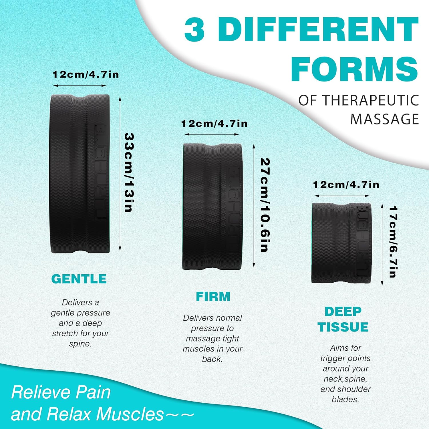 Back Roller Wheel- Foam Padded Back Stretcher Yoga Wheel with Center Spine Cradle-Back Pain & Stretching- Deep Tissue Massage Roller for Physical Therapy & Exercise image number 2