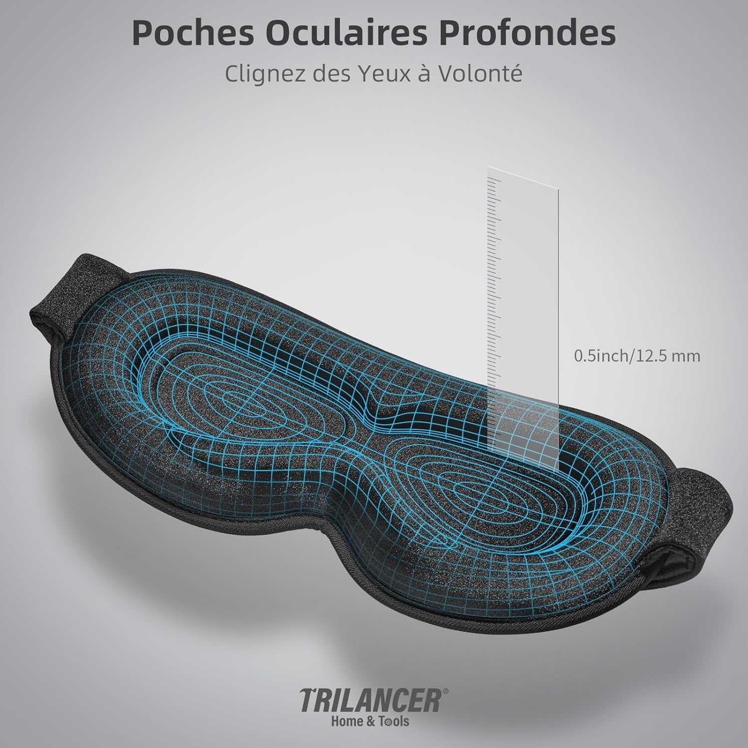 2025 Innovative Sleep Mask for Men and Women,Trilancer 3D 99.99% Light Blocking Design, Comfortable Eye Mask, Blackout Blindfold for Sleeping, Nap, Meditation, Travel (Black) image number 6