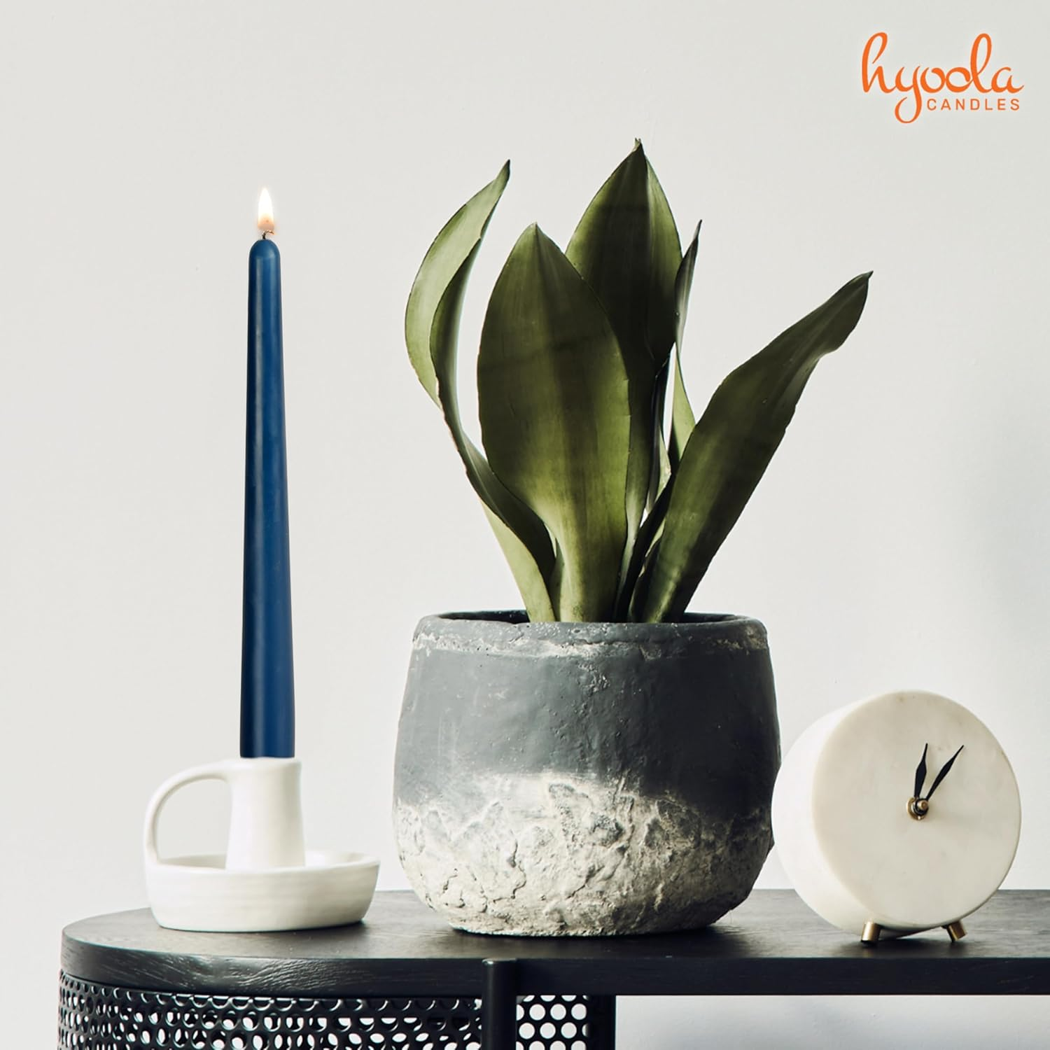 Hyoola 12 Pack Tall Taper Candles - 10 Inch Midnight Blue Dripless, Unscented Dinner Candle - Paraffin Wax with Cotton Wicks - 8 Hour Burn Time