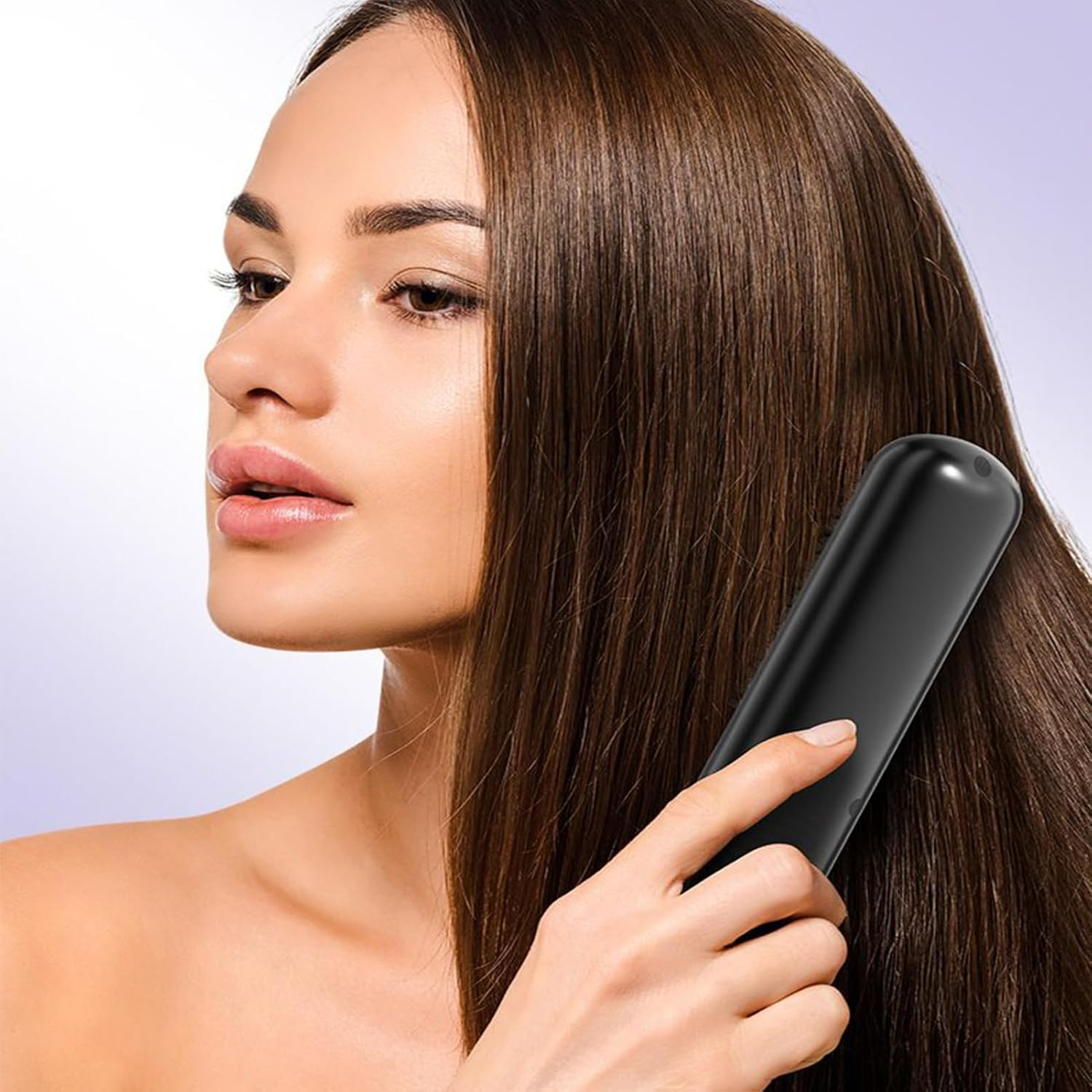 Hair Straightener Cordless - Straight Hair Comb Brush | 4 Levels Adjustable Rechargeable Fast Heating Straightener for Home Travel Styling Curling Women Teens image number 2