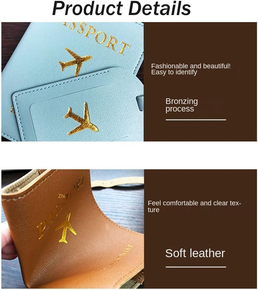 House of Quirk Luggage Tag and Passport Protector Set, Plane Pouch Passport Suitcase Identification Leather Tag Luggage Tags for Children School Bag (Brown) - Brown image number 7