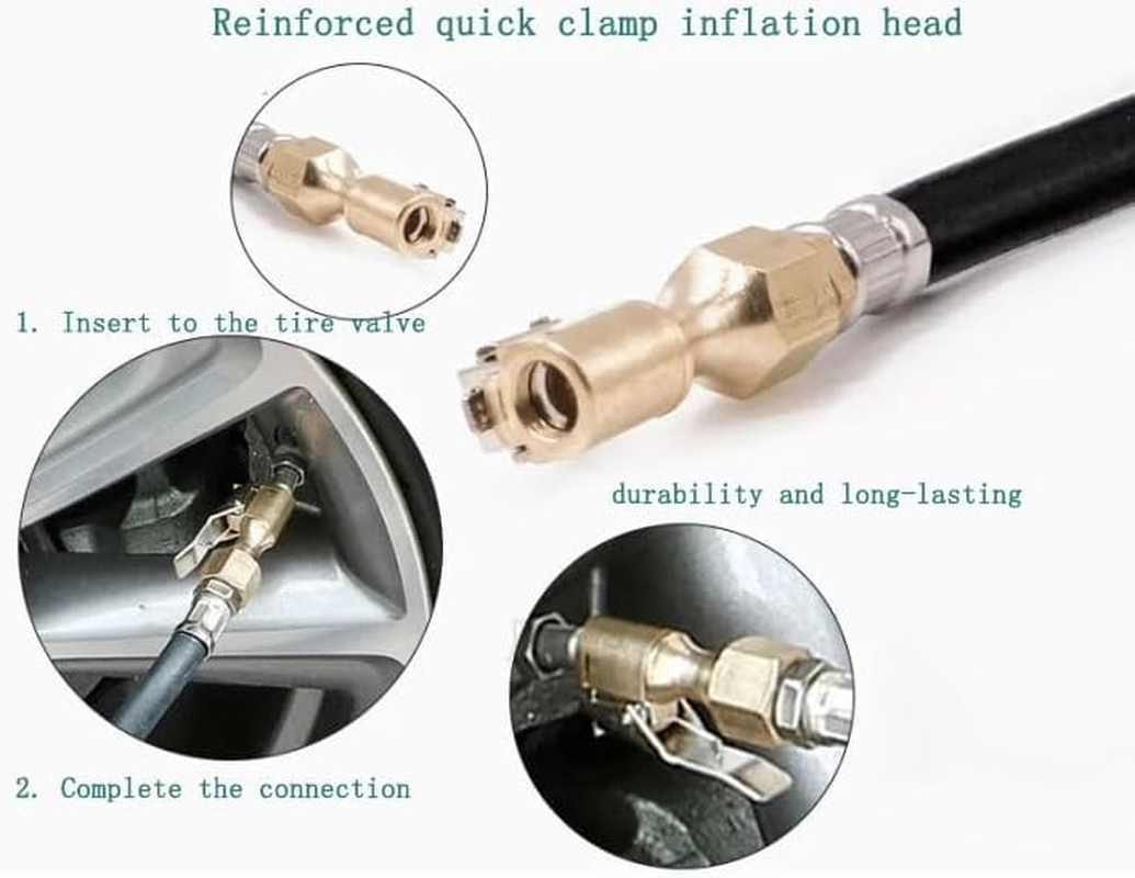 KEWAYO Digital Tyre Inflator with Pressure Gauge, 0.1 Display Resolution 200 PSI Air Chuck and Compressor Accessories Heavy Duty with Rubber Hose and Quick Connect Coupler, for Car Truck