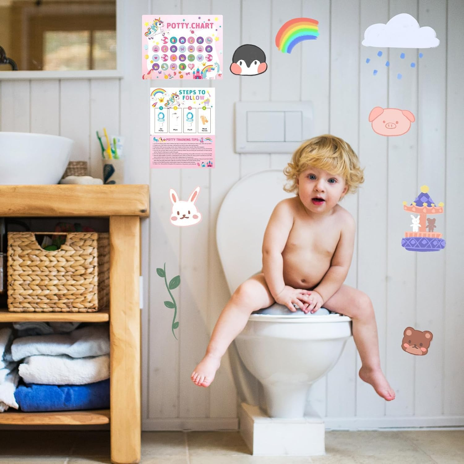 Potty Training Chart for Toddlers Boys & Girls Cartoon Potty Chart with Stickers Toddler Potty Training Sticker Chart for Toilet Training Kids Rewards Chart for Reward Chart on Wall or (Beast) image number 5