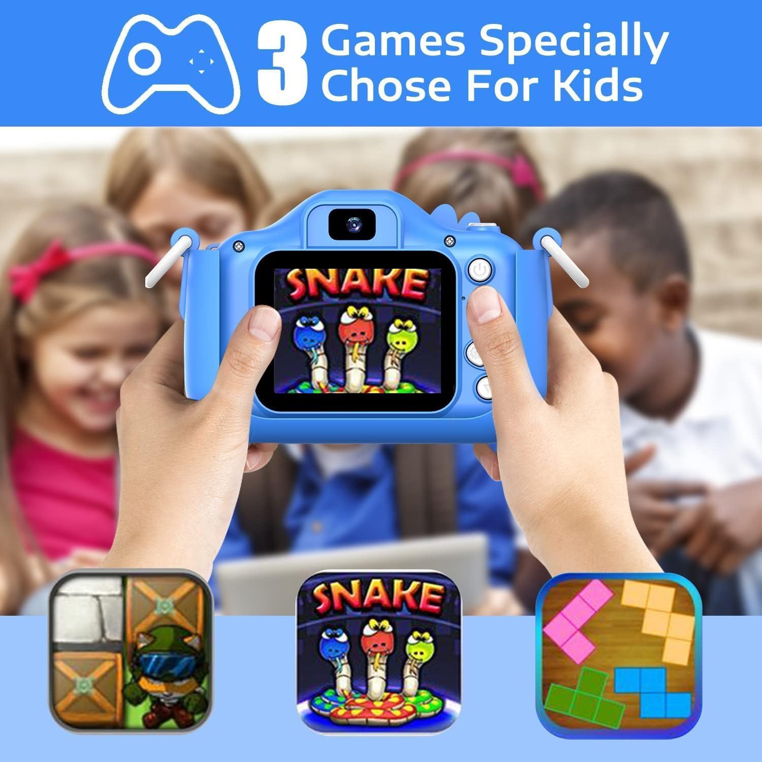 ZONEY Kids Camera Toy for 3 4 5 6 7 8 9 10 11 12 Years Old Boys Girls, Children Digital Video Camera with Cute Cover, Christmas Birthday Gifts for Toddler Age 3-12, 32GB (Blue Dog) image number 6