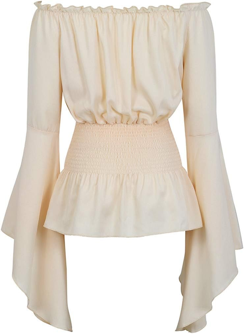 SYHTBYOH Womens Victorian Long Sleeve Boho Blouse Top plus Size Renaissance Gothic Ruffle Pirate Cosplay Costumes image number 3