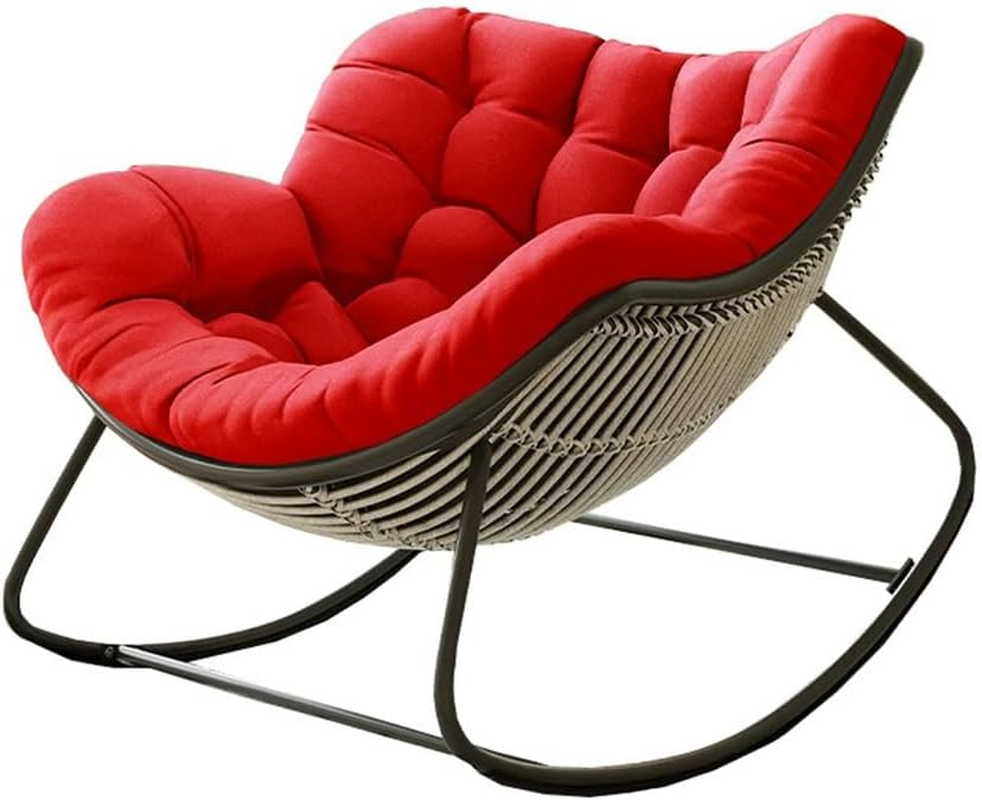 Lazy Rocking Egg Chair Cushion, Indoor Outdoor Oversized Lounge Wicker Papasan Cushion, Thick Nest Back Seat Pillow for Patio Porch Garden(Only Cushion)(Light Gray) image number 3