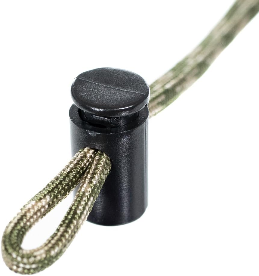 1/4 Inch Heavy Duty Barrel Cord Lock Toggle Stop Sliders - Use with Paracord, Drawstrings, Accessory Cordage and More - Available in 5, 10, 25, 50, and 100 Packs, Black, 100 Pack image number 2