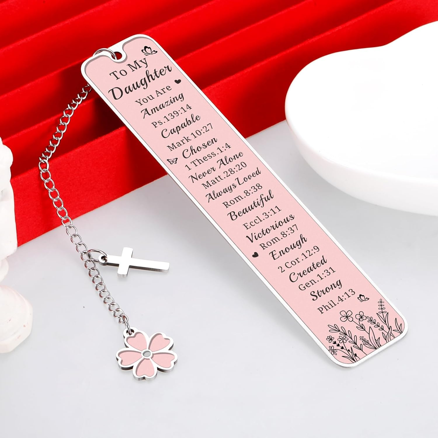 Baptism Gifts for Girl Daughter Bible Verse Bookmarks for Women Catholic Confirmation Gifts for Teen Girls First Communion Religious Faith Based Gifts Back to School College Essentials for Girls image number 4