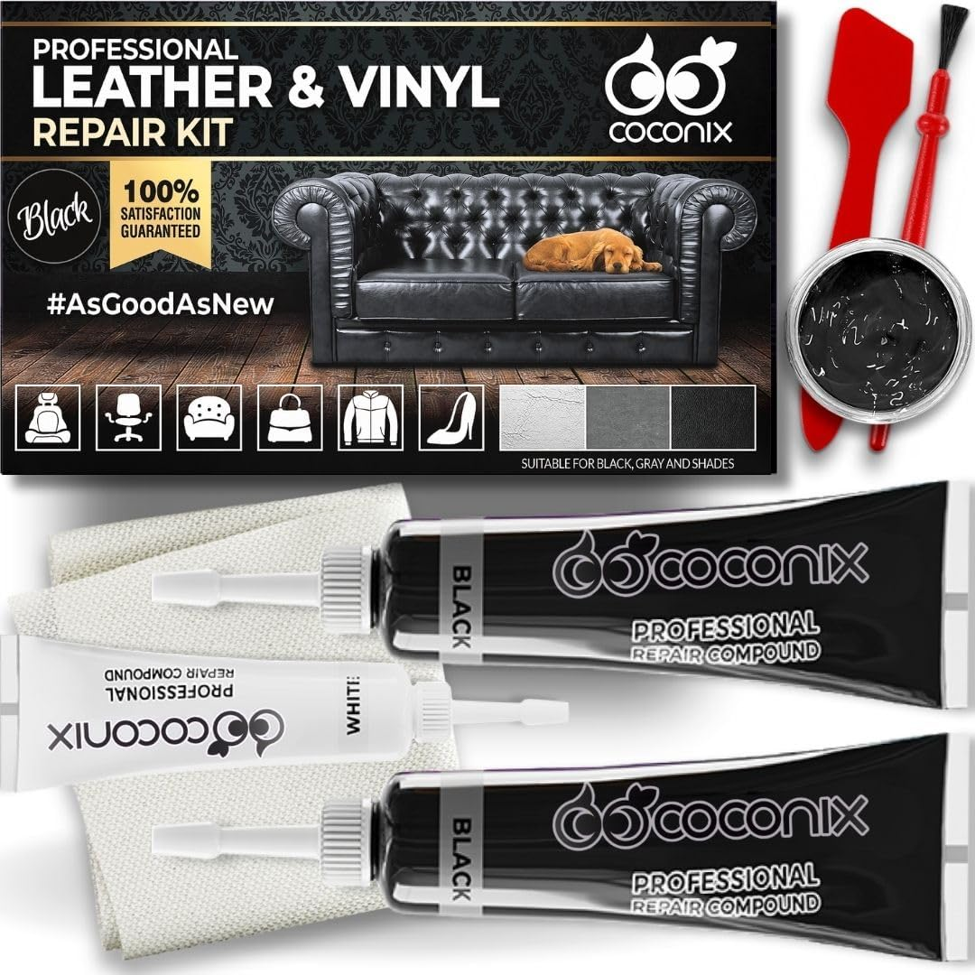 Coconix Leather & Vinyl Repair Kit - Black & Gray | Fix Tears, Holes, Scratches, and Peeling on Leather and Vinyl Furniture, Car Seats, and Jackets | Easy Application with Customizable Colors image number 6