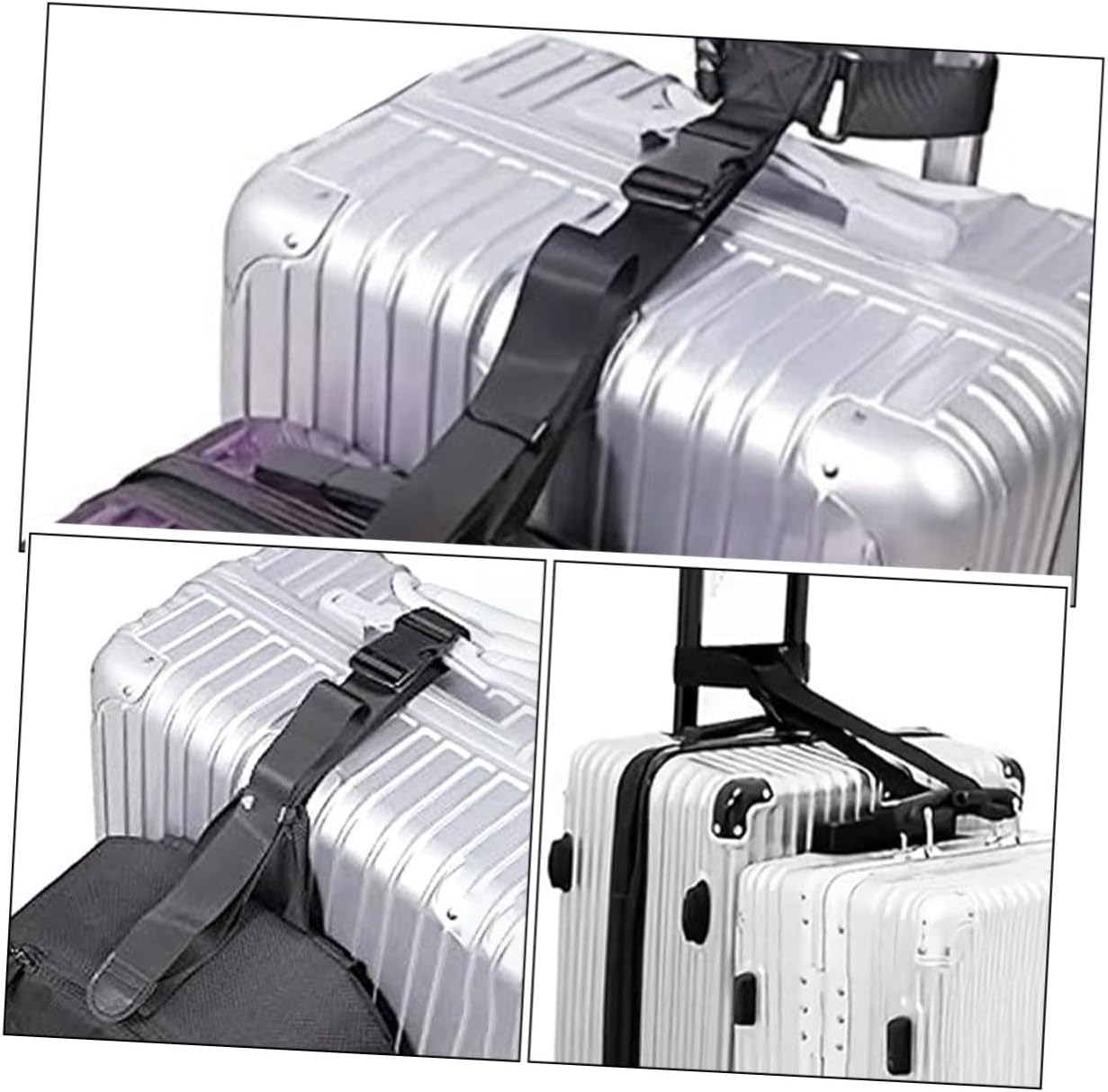 ULDIGI Adjustable Travel Luggage Connecting Straps with Buckle Non-Slip Suitcase Linking Belts for Secure Bag Connection and Easy Identification at Airport Black image number 2