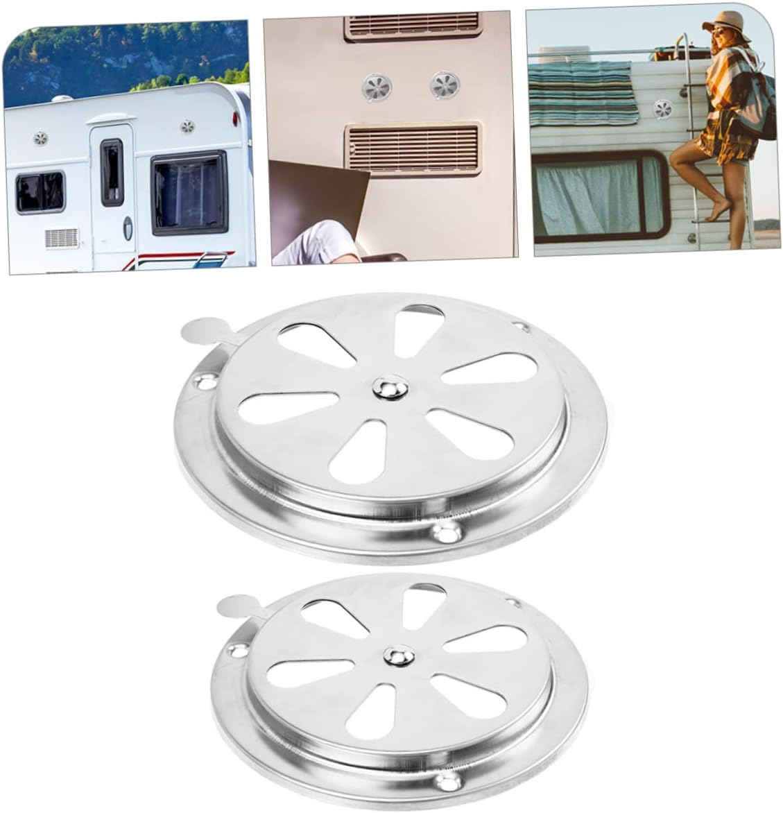 2Pcs Stainless Steel Air Vent Covers Adjustable Rv Marine round Ventilation Grilles Diameter 125Mm 95Mm for Caravan Boat Shed Ventilation image number 6