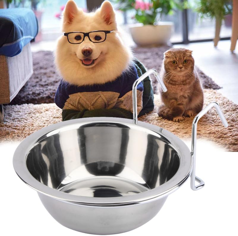 Dog Bowls Stainless Steel Automatic Feeder for Puppies Water Bowl for Puppies Dog Bowls Feeding Bowl for Parrots Coop Cup Stainless Steel Bird Cup Coop Cup Pet Dog Cage image number 2