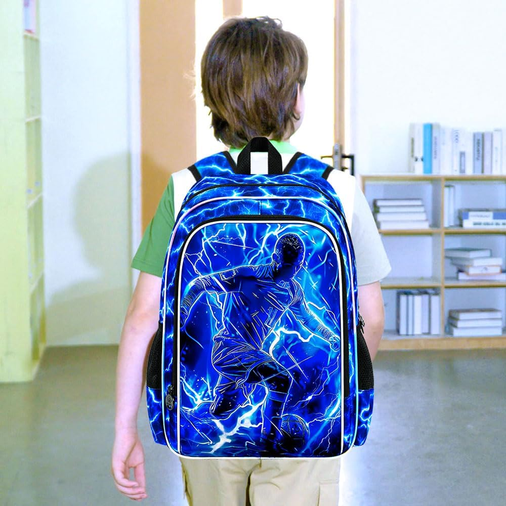 'ZLYERT 16'' Boy Backpack, 3Pcs Dinosaur Gamer Car Bookbag for Elementary Preschool Toddler, Kids Backpacks with Lunch Box' - Dinosaur Blue 01 image number 3