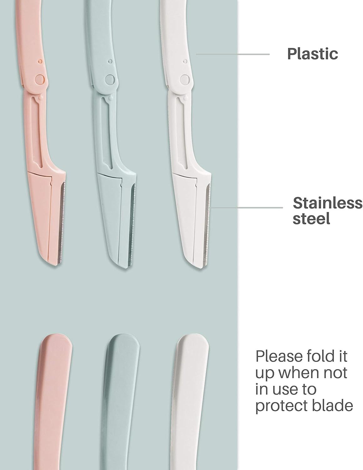 Eyebrow Razors for Women, 15 Pcs Safe Dermaplane Razor, Dermaplaning Tool for Face, Foldable Eyebrow Razor for Women and Men That Helps Smooth the Skin, 3 Colors image number 1