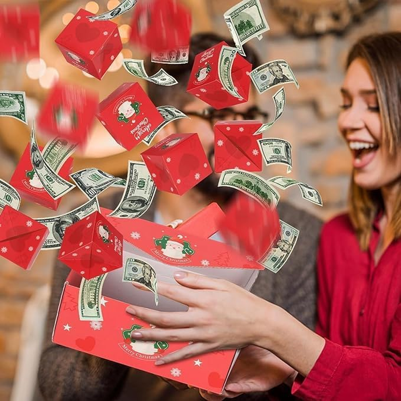 Surprise Gift Box Explosion for Money, 2026 New Unique Folding Bouncing Red Envelope Gift Box for Christmas Birthday New Year & Anniversary Parties (Red) image number 6