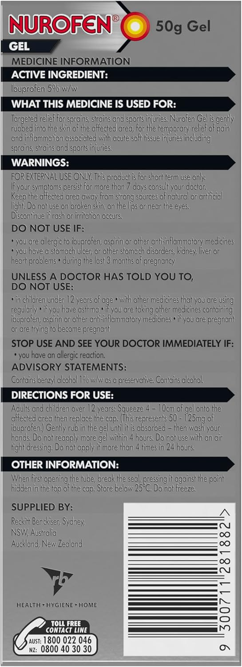 Nurofen Gel Topical Pain Relief, 50 Grams image number 4