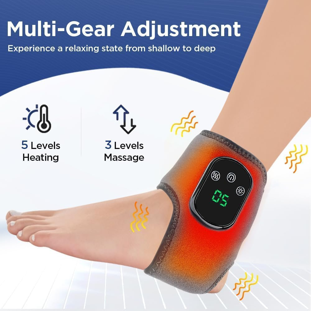 Emesak Portable Foot and Ankle Massager for Pain Relief &ndash; 3-In-1 Wireless Compression Massager with Heat, Deep Kneading & Air Pressure, Lightweight for Home/Office/Travel