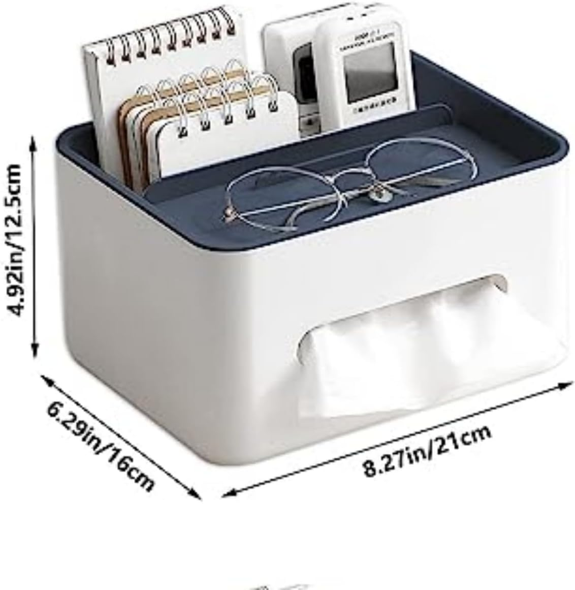 Rectangular Tissue Box Cover - Multifunctional Tissue Holder with Organizer for Desktop Livingroom Bedroom Home Office.