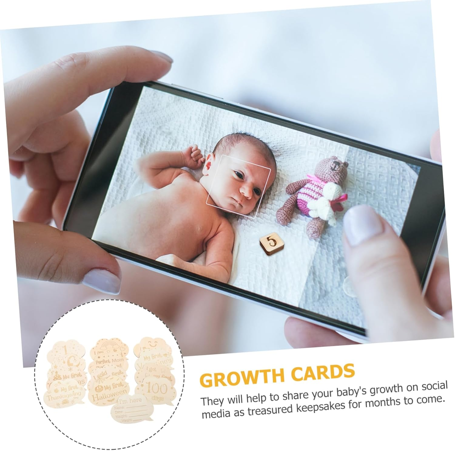 1Set Newborn Cards Growth Cards for Tracking First Year for Boys and Girls image number 1