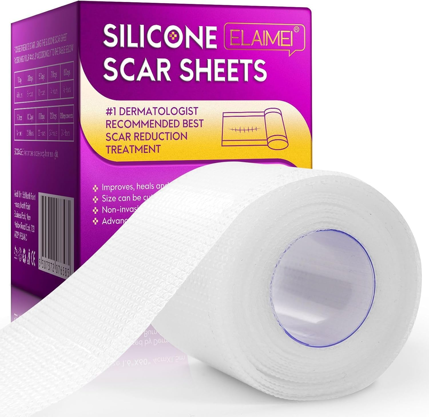 Silicone Scar Sheets - Thick, Silicone Scar Tape (1.6"X 60", 4Cm X 1.5M) - Keloid Bump Removal - Reusable and Effective Scar Removal Strips - Silicone Tape for Scars, Keloid, C-Section, Acne Et image number 5