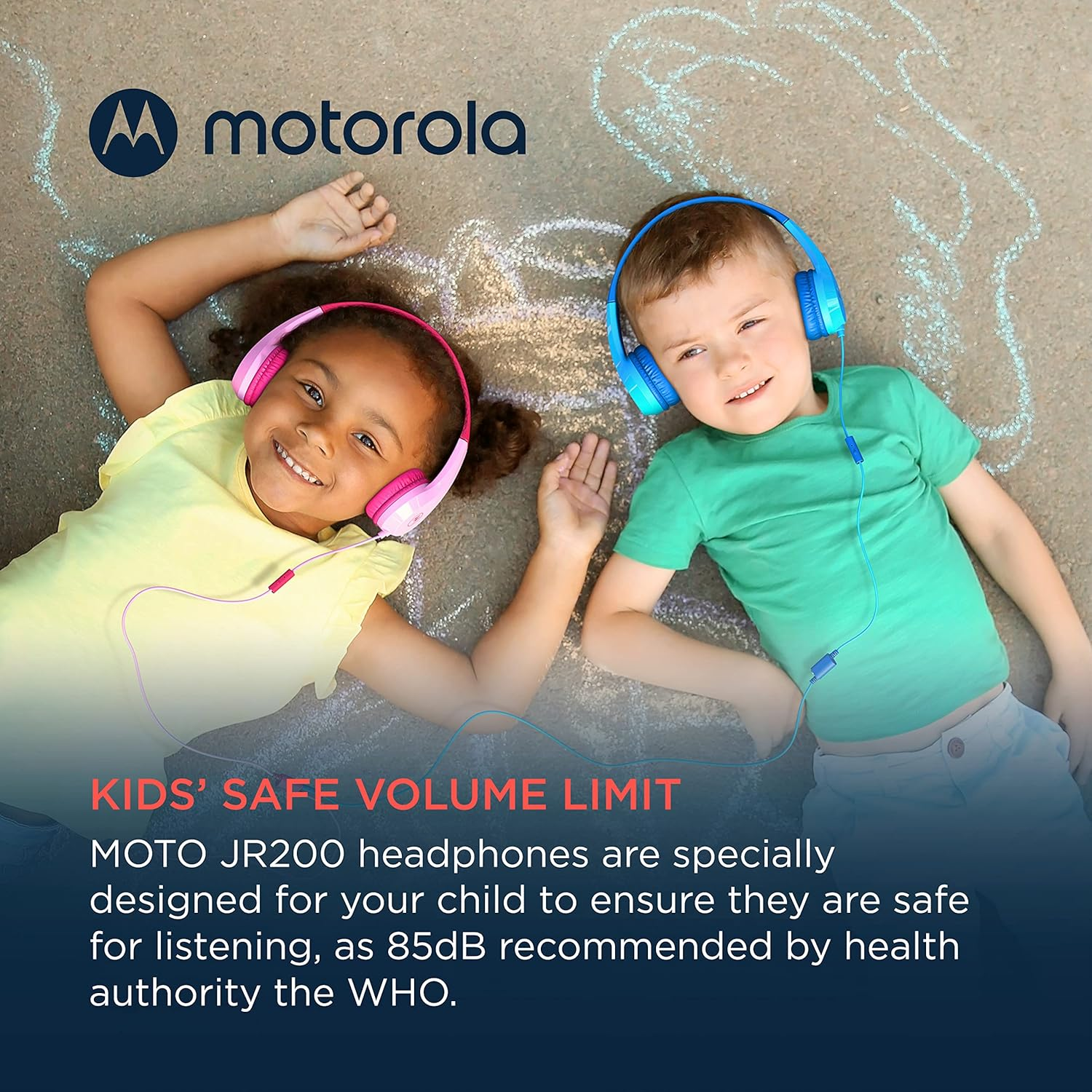 Motorola Sound JR200 - Children'S Headphones with Cable - Volume Limit 85 Db with Audio Splitter - BPA Free - from 3 Years - Pink image number 1