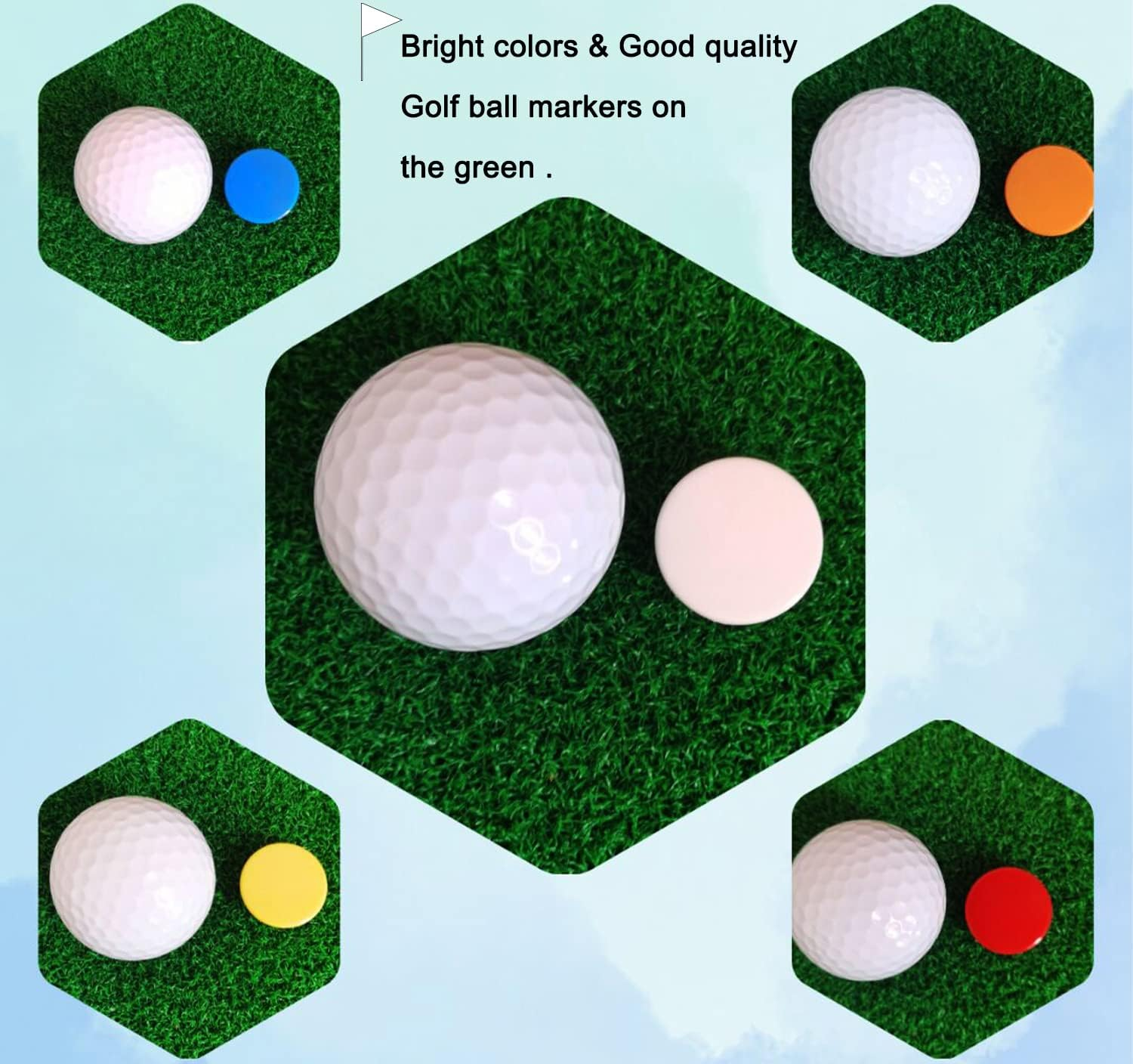 Golf Ball Markers 50 100 Pcs Plastic Position Ball Marker Quarter Size 0.94 Inch Flat Golf Ball Marker Mix Colour image number 5