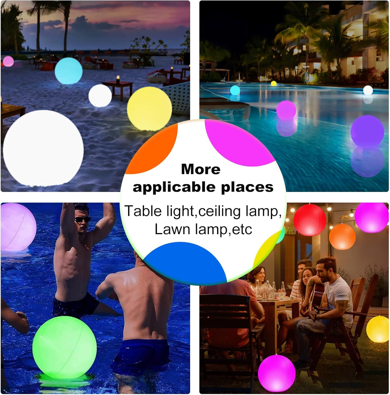 Floating Pool Lights Solar Powered 2 PCS, 16 Colors Changing Led Pool Ball Light with Remote Control, Float or Hang in Pool Hot Tub Garden Backyard Pond Party Decorations - Inflatable IP68 Wateproof image number 5