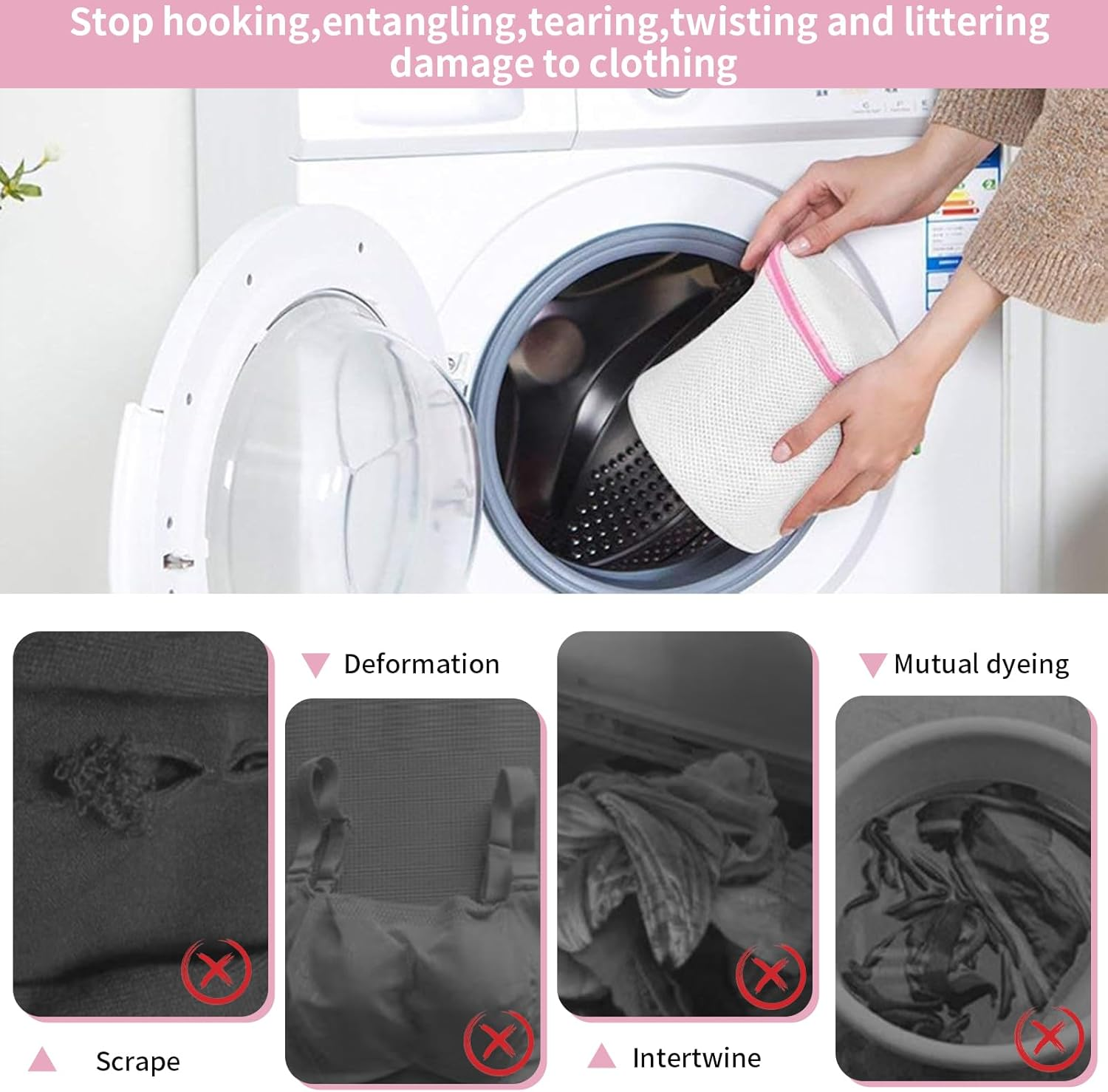 5 Pcs Laundry Mesh Bags with Zipper, 17 * 15Cm Bra Washing Bag, Lingerie Bag for Washing Machine, Permeability Lingerie Laundry Bag, Prevent Clothing Deformation, Underwear Bags for Women Laundry (5) image number 3