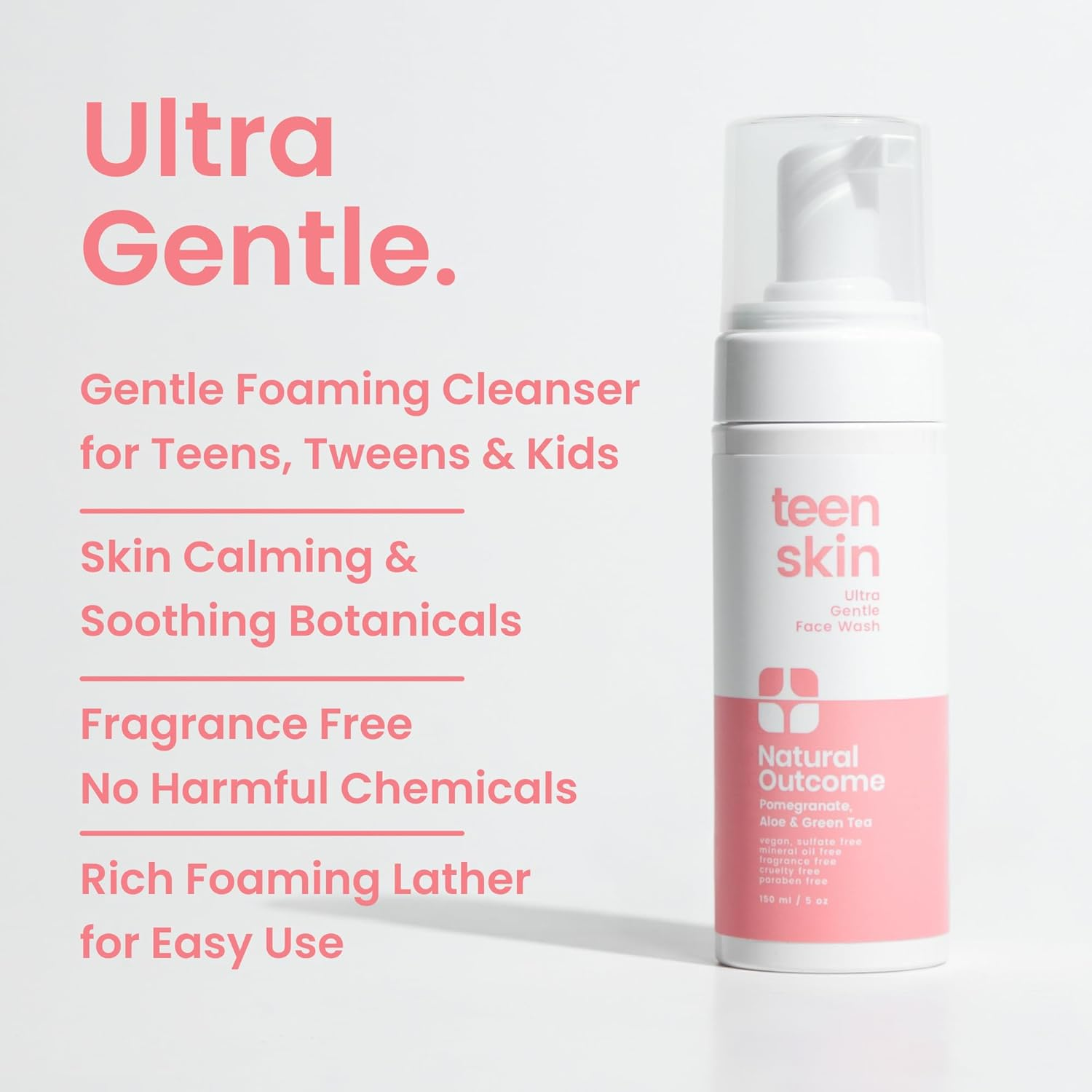Natural Outcome Teen Skin Ultra Gentle Kids Face Wash | Daily Soothing Kid Facial Wash | Natural Non-Toxic Ingredients | for Teens, Preteens & Kids Looking to Prevent Acne | Fragrance Free | 5 Oz image number 6