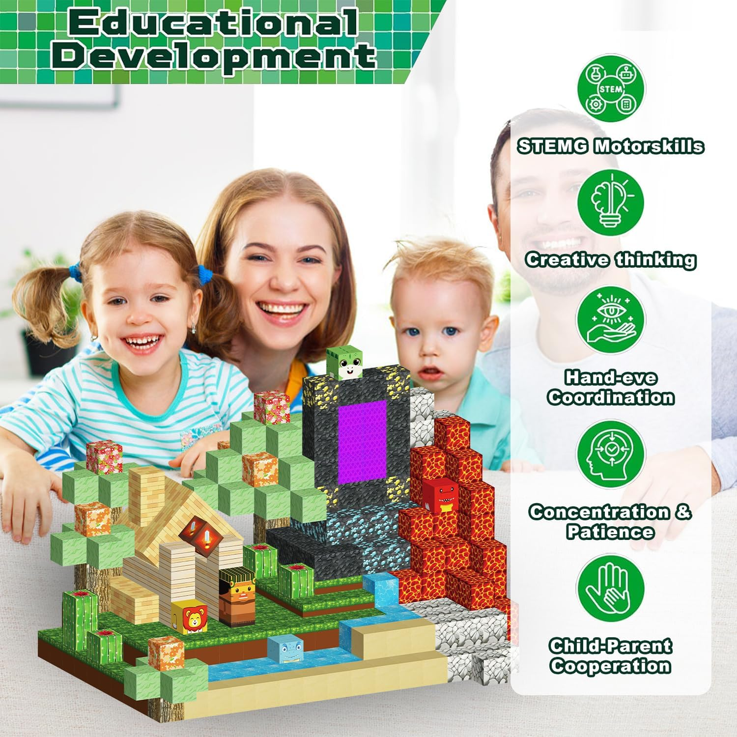 Magnetic Blocks Cubes 128PCS for Boys & Girls Age 3-4 4-5 6-8, Magnetic Tiles Stem Montessori Sensory Toys for Toddlers for 3+ Years Old, Magnetic Construction Toys image number 3