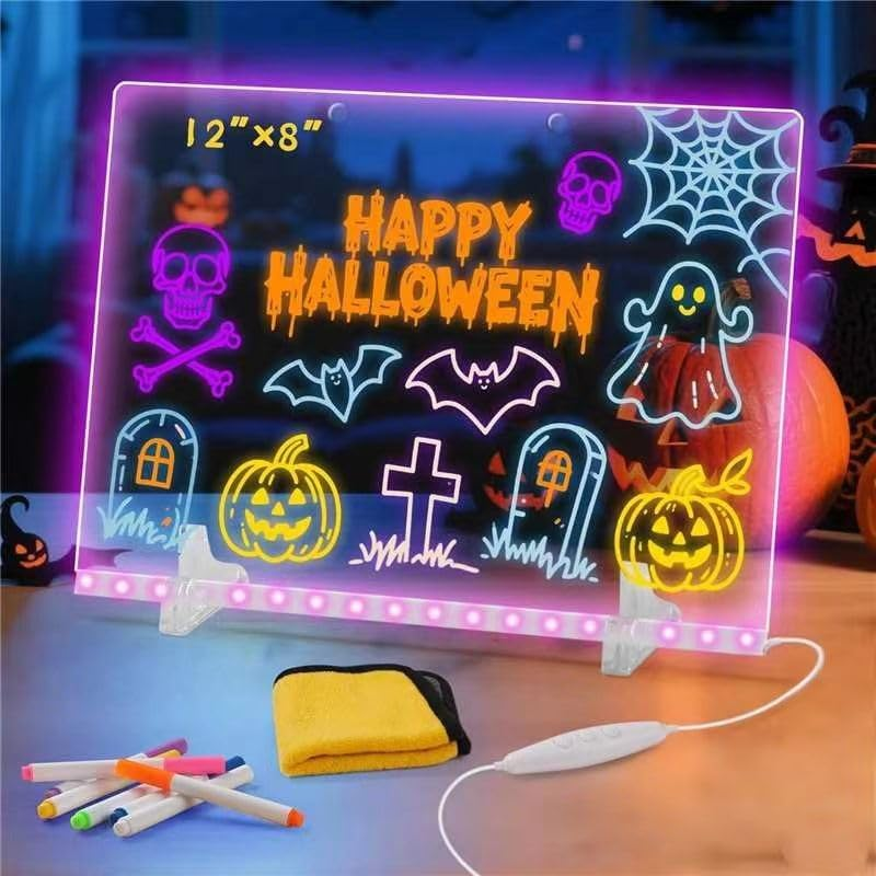 Lumiboard Led Drawing Board with 7 Colors,Light up Acrylic Cosmody Drawing Note Board,Glowing Acrylic Dry Erase Board with Light,Lumiboard Led Writing Boards,Halloween Gifts for Kids (12&ldquo;*8&rdquo;) image number 1