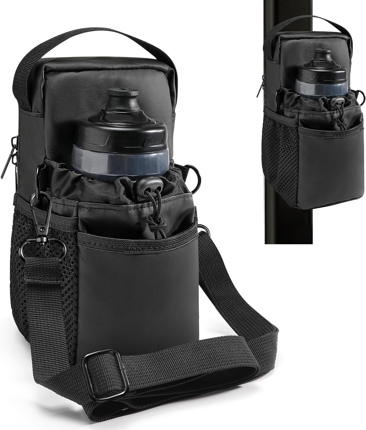 WOTOW Magnetic Gym Bag, Waterproof Zippered Gym Magnetic Bag with Multiple Pockets and Adjustable Shoulder Strap Gym Accessories Organizer for Men and Women Gym Hiking Sports Travel (Black) image number 4