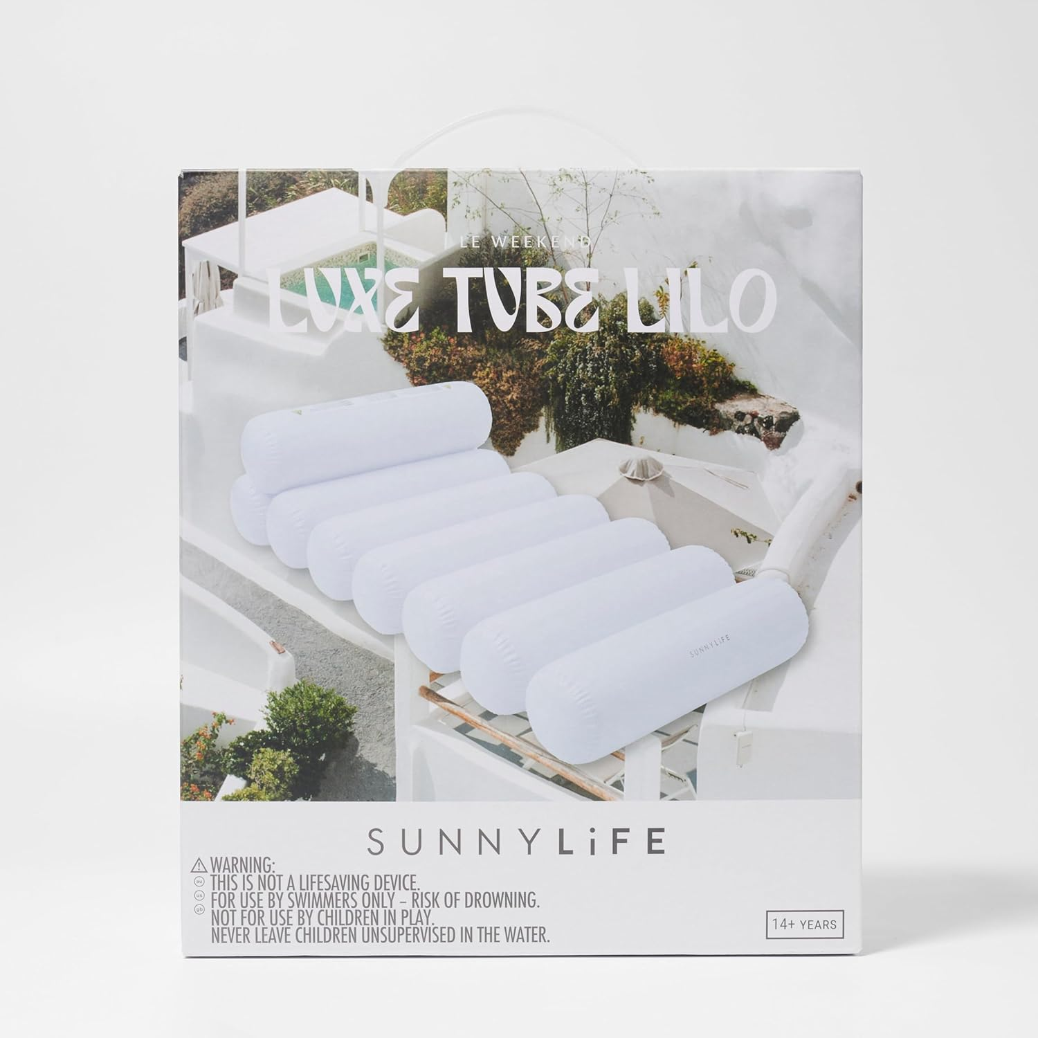 Sunnylife Luxe Tube Lilo Le Weekend - White image number 4